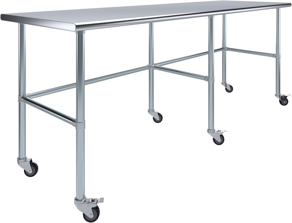 Heavy Duty Stainless Steel Work Table Open Base & Casters