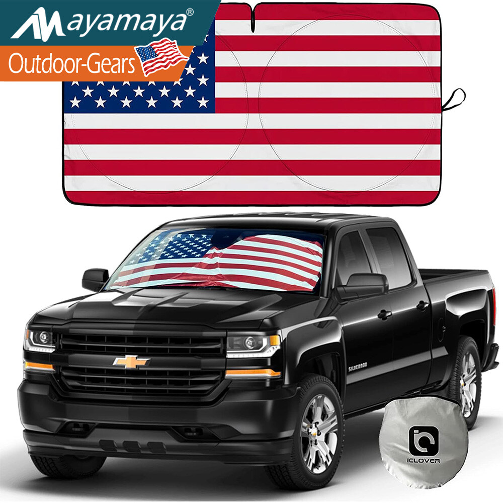 Car Windshield Sun Shade Visor Foldable Front Window UV Rays Protection US Flag