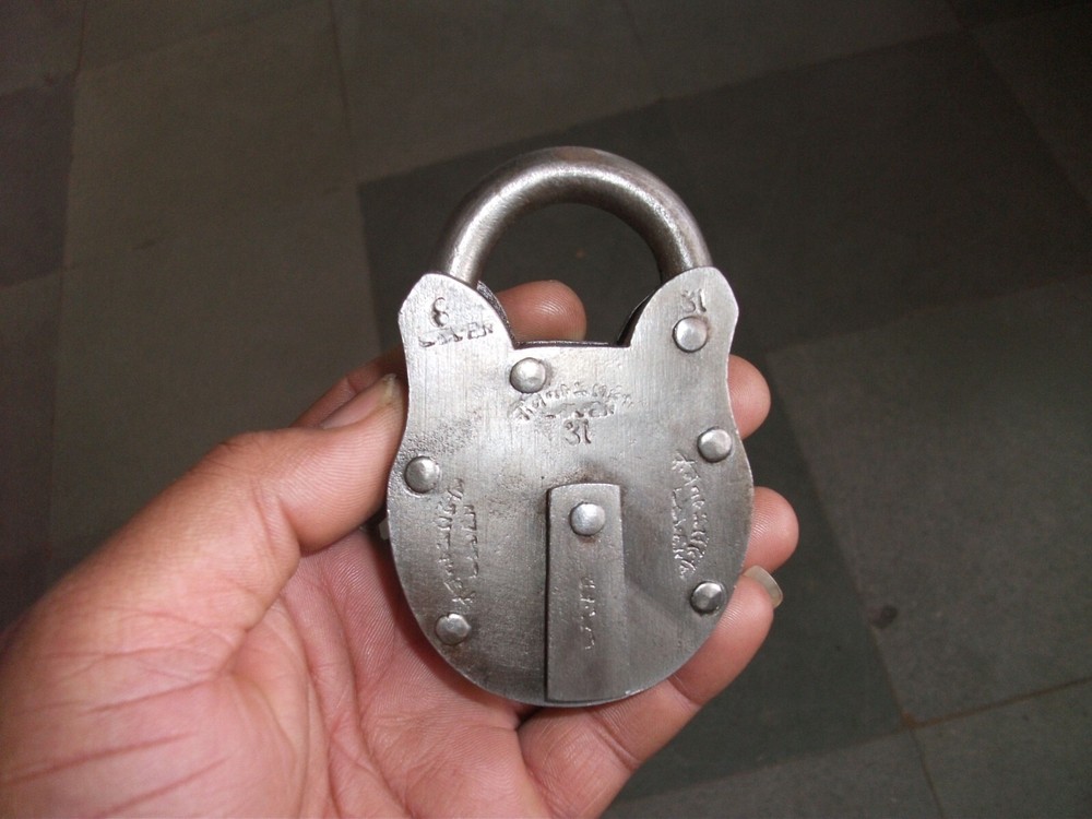 4 Pc Vintage Iron Different Shape Solid Handcrafted Heavy Padlock