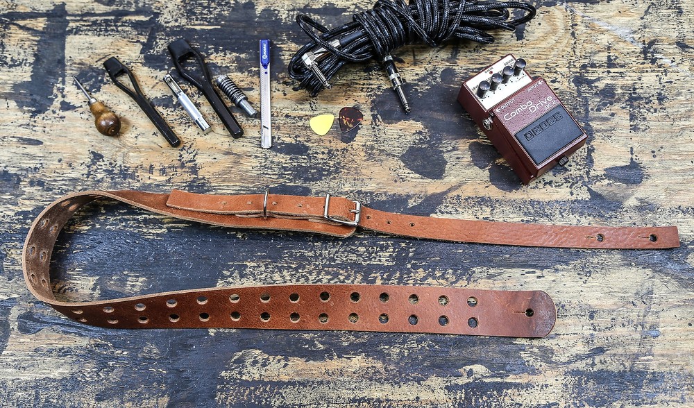 1 3/4" Tan Saddle Double Hole Buckle Guitar Strap