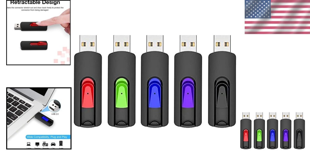 USB 2.0 Memory Stick 5 Pack - Colorful Storage Solution