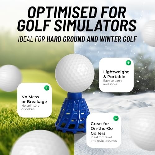Flexible & Durable Golf Tees - PRO Speed Plus, 8 Pack for Indoor & Simulator Use