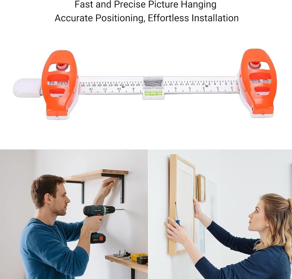 Level Ruler Picture Hanging Tool with Level for Photo Frames Wall Decor
