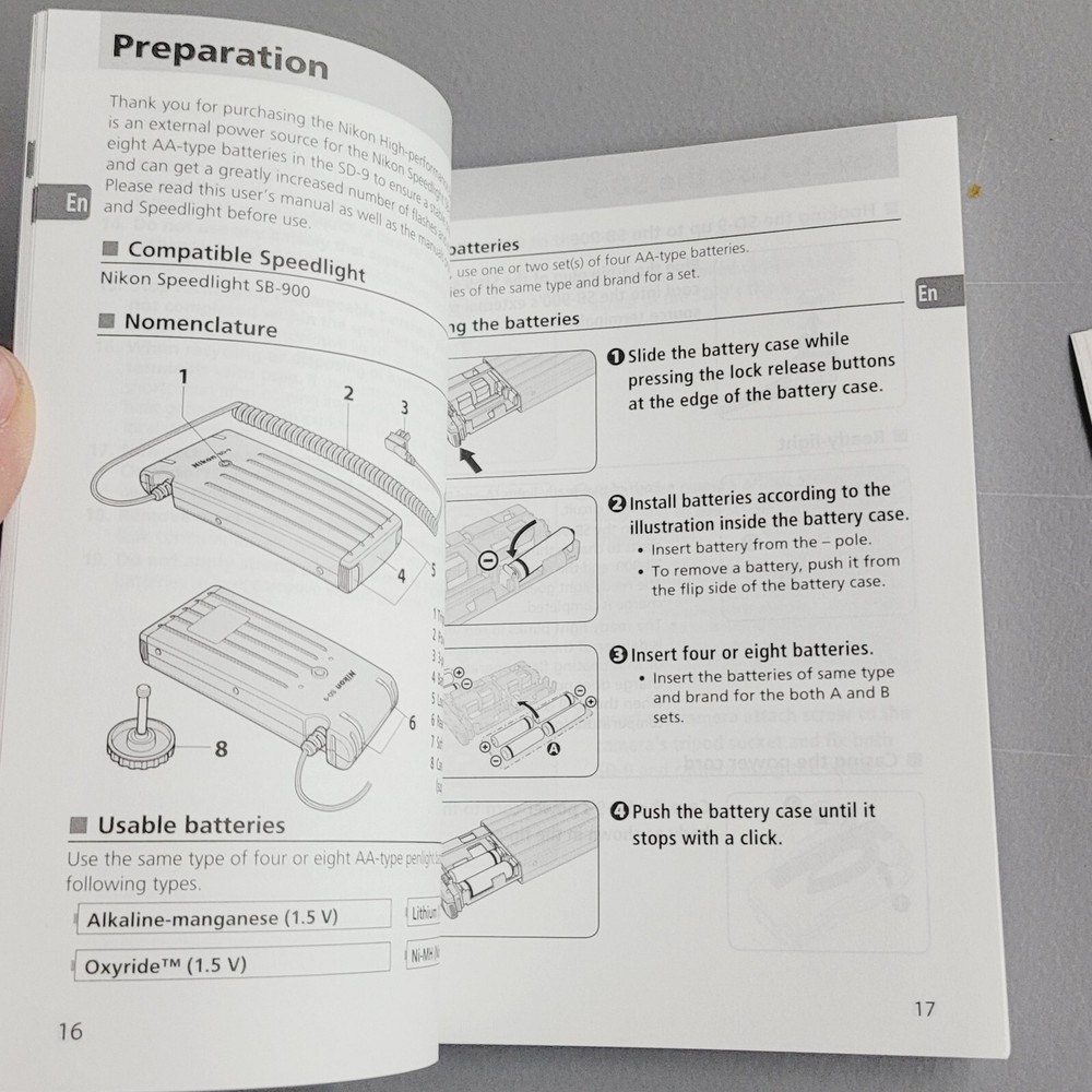 Nikon SD-9 User's Guide w/ Warranty Card
