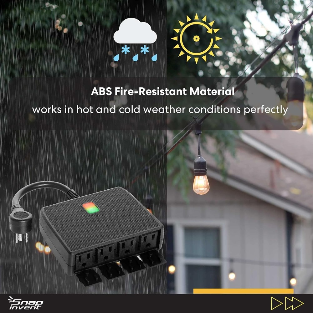Weatherproof Electrical Power Strip Black