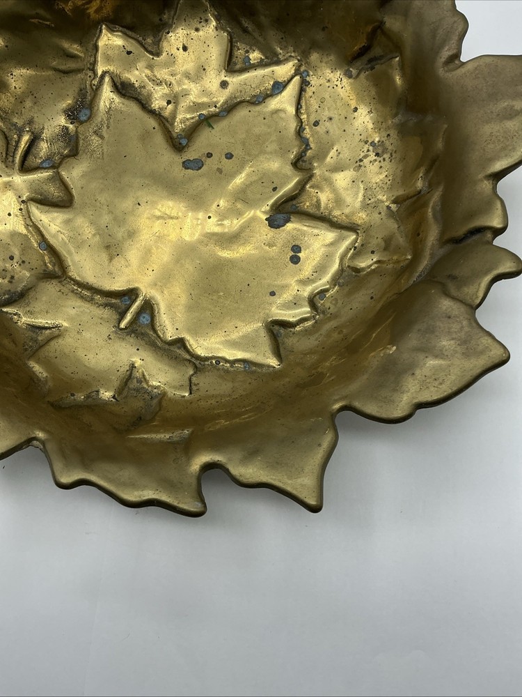 Italian Solid Brass Maple Leaf Decorative Bowl MCM , Academia, Fall, Cottage