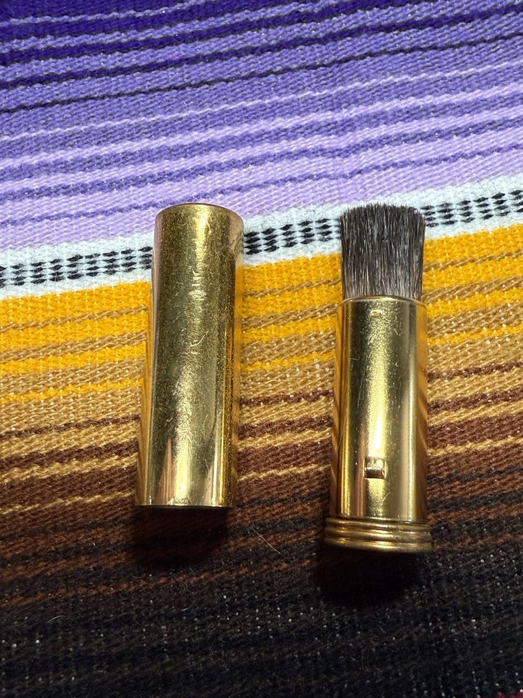 Vtg Gold Tone Max Factor Retractable Brush