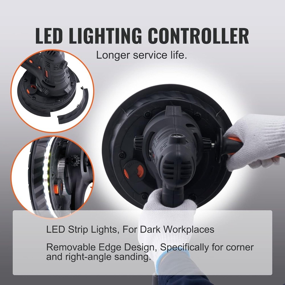 New Electric Drywall Sander Adjustable Variable Speed With Sanding Pad 800W