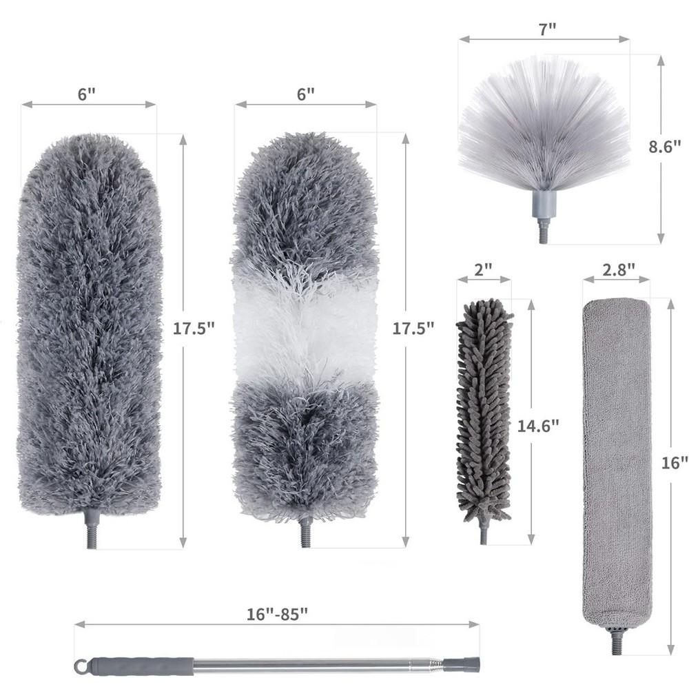 Microfiber Feather Duster 7PCS, Bendable Dusters 100 Inch Extension Pole NEW