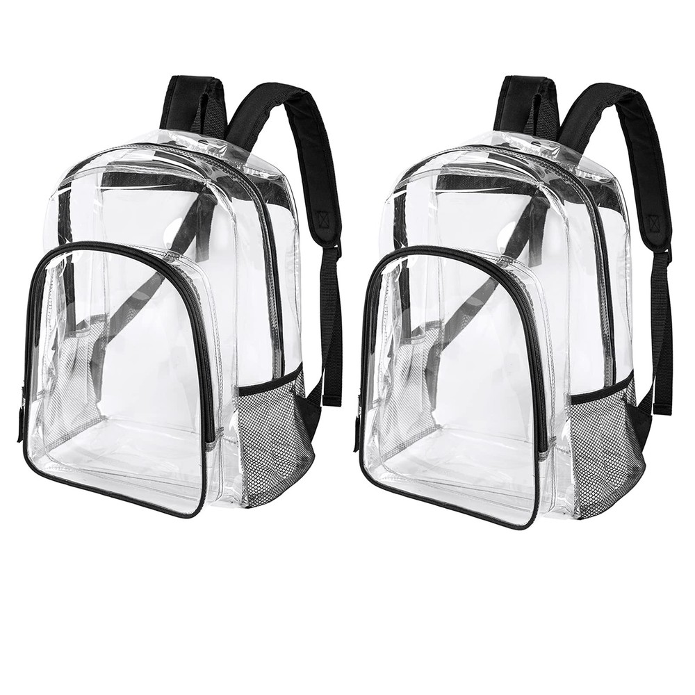 2-Pack Clear Backpack Transparent Plastic Bookbag for School Stadium Work