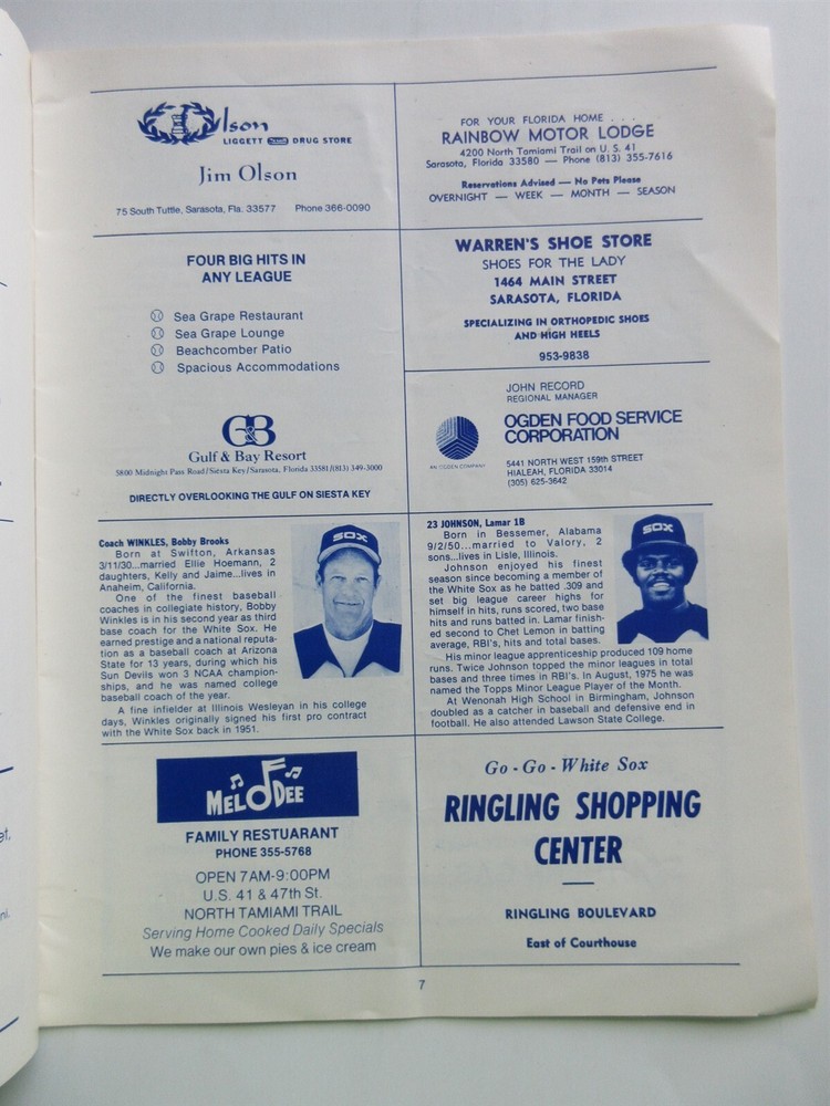 1980 Chicago White Sox vs New York Yankees Spring Training Program w/Roster