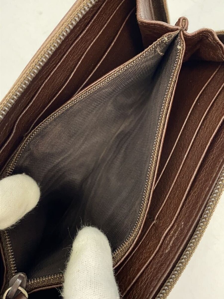 PRADA Long Wallet Leather Brown Women's