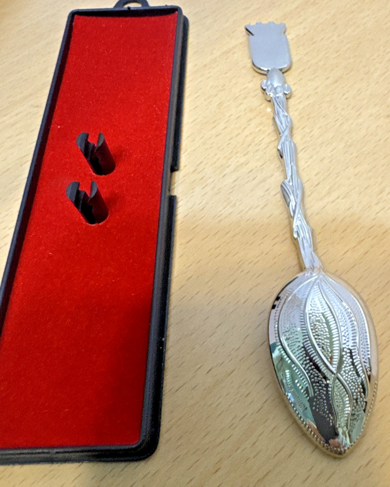 Perouges Souvenir Spoon, Crown with Castle Handle
