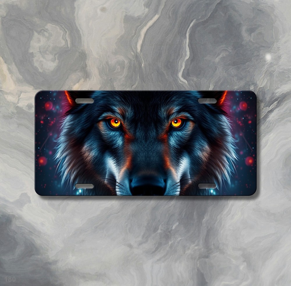 Intense Wolf License Plate Customizable Auto Tag Unique Gift