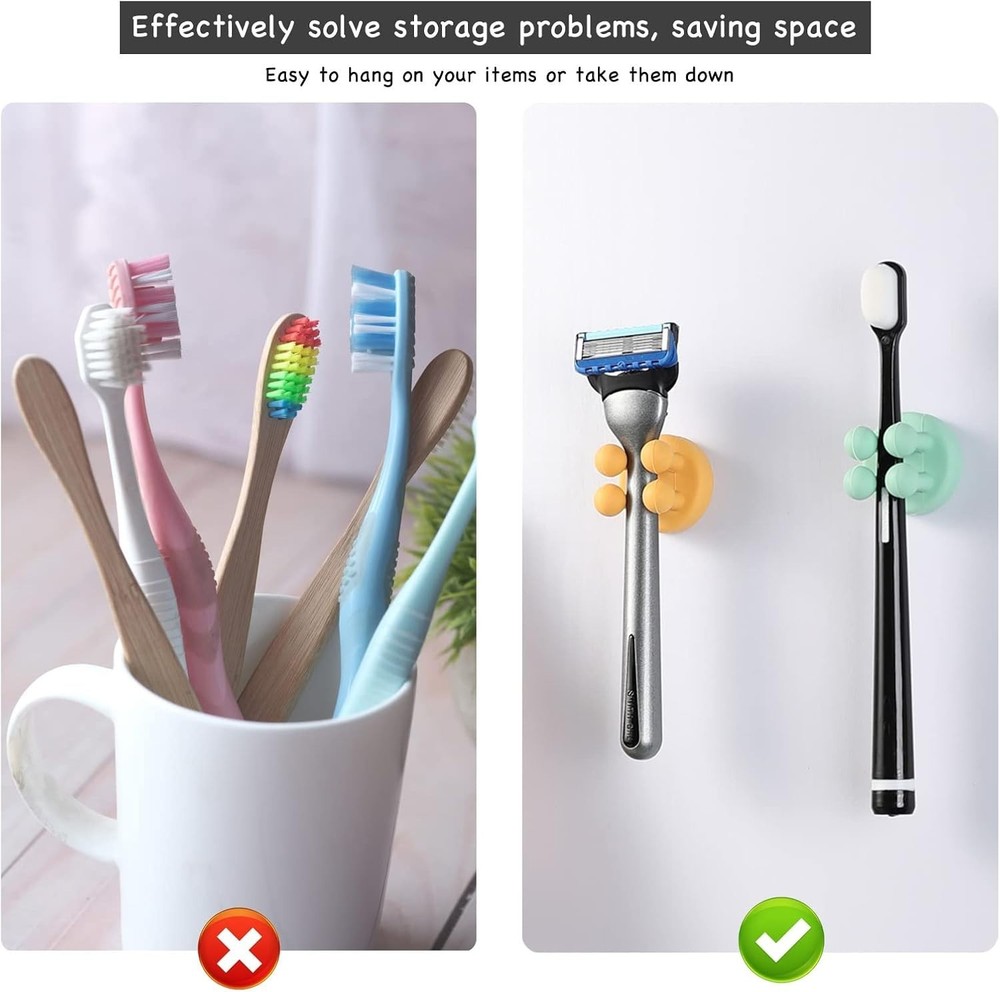 Multi-Function Silicone Toothbrush Holders - Easy Install Waterproof Wall Hooks