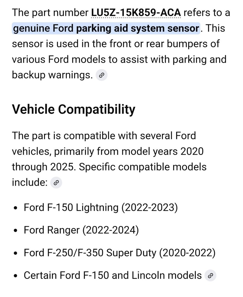 Parking Aid Sensor LU5Z-15K859-ACA for Ford