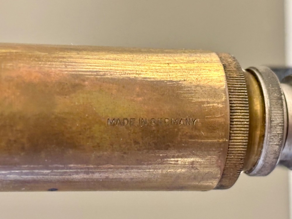 Early Gottinga Brass and Cast Iron Microscope with Original Case