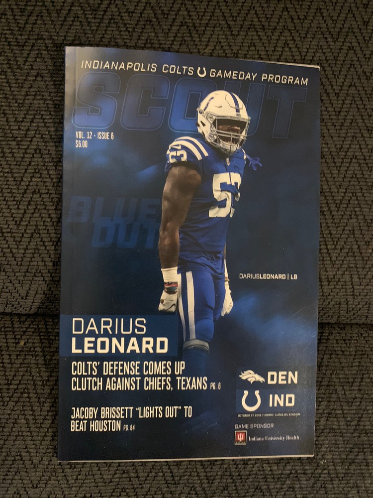 Darius Leonard Indianapolis Colts Scout Program Magazine 2019