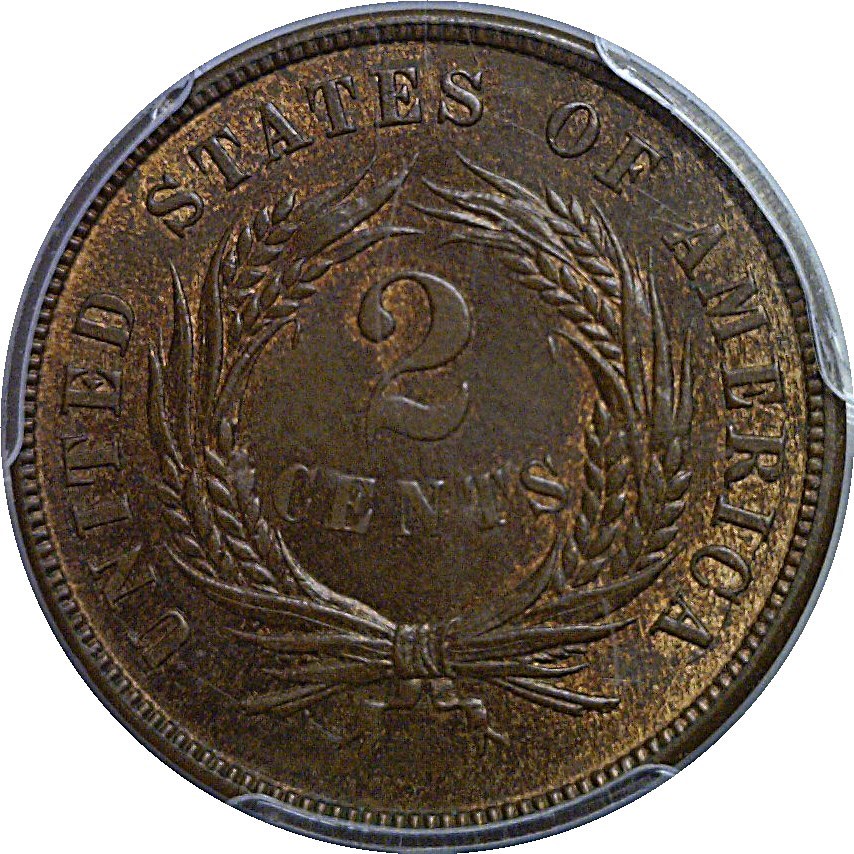 1870 Two Cent Piece PCGS MS-65 RB