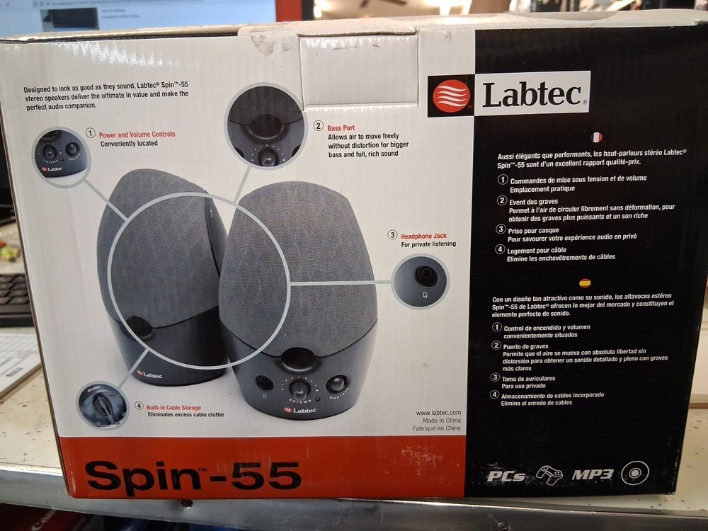 Labtec Spin-55 Multi-purpose Stereo Speaker Pair Brand New