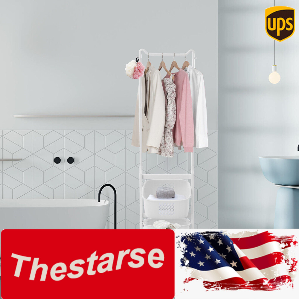 Rolling Laundry Basket Bathroom Kitchen Clothes Storage Shelf Multi-layer Stand