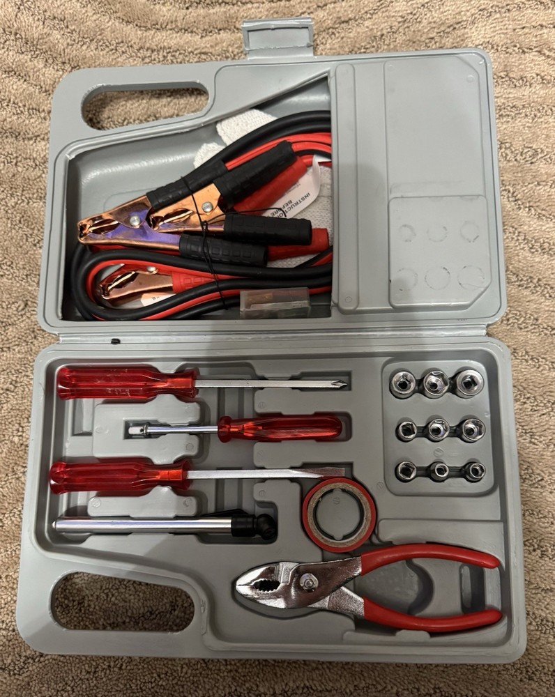 30 Piece Roadside Emergency Kit With Jumper Cables