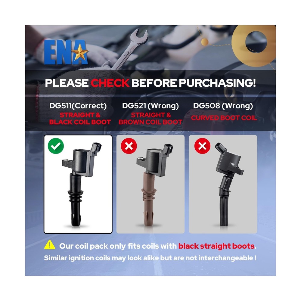 ENA 8 Ignition Coil Pack and Iridium Spark Plug Set 2005-2008 Compatible with...