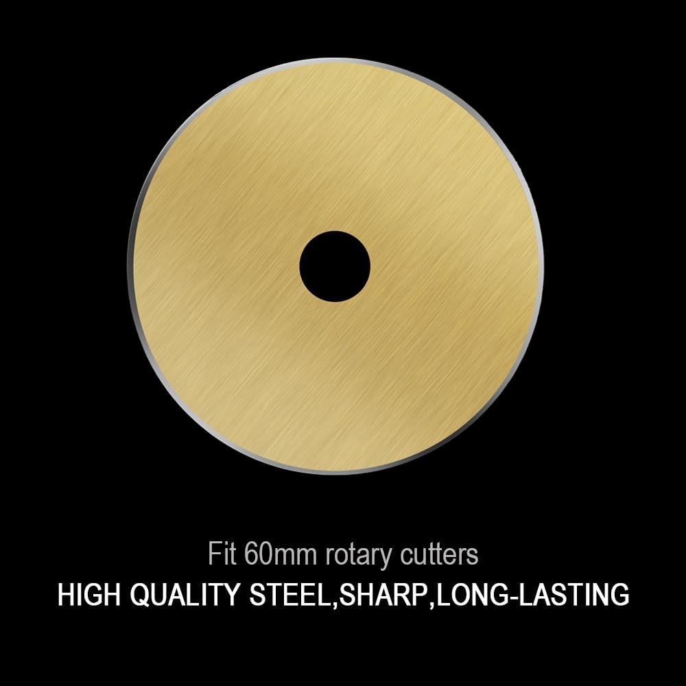 HEADLEY TOOLS Titanium Coated 60mm Rotary Cutter Blades 10 Pack Fits Olfa,...