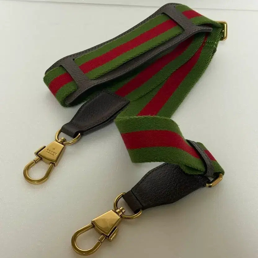 Gucci Bag Strap Green/Red Web Stripe Pattern with Leather Trim Official