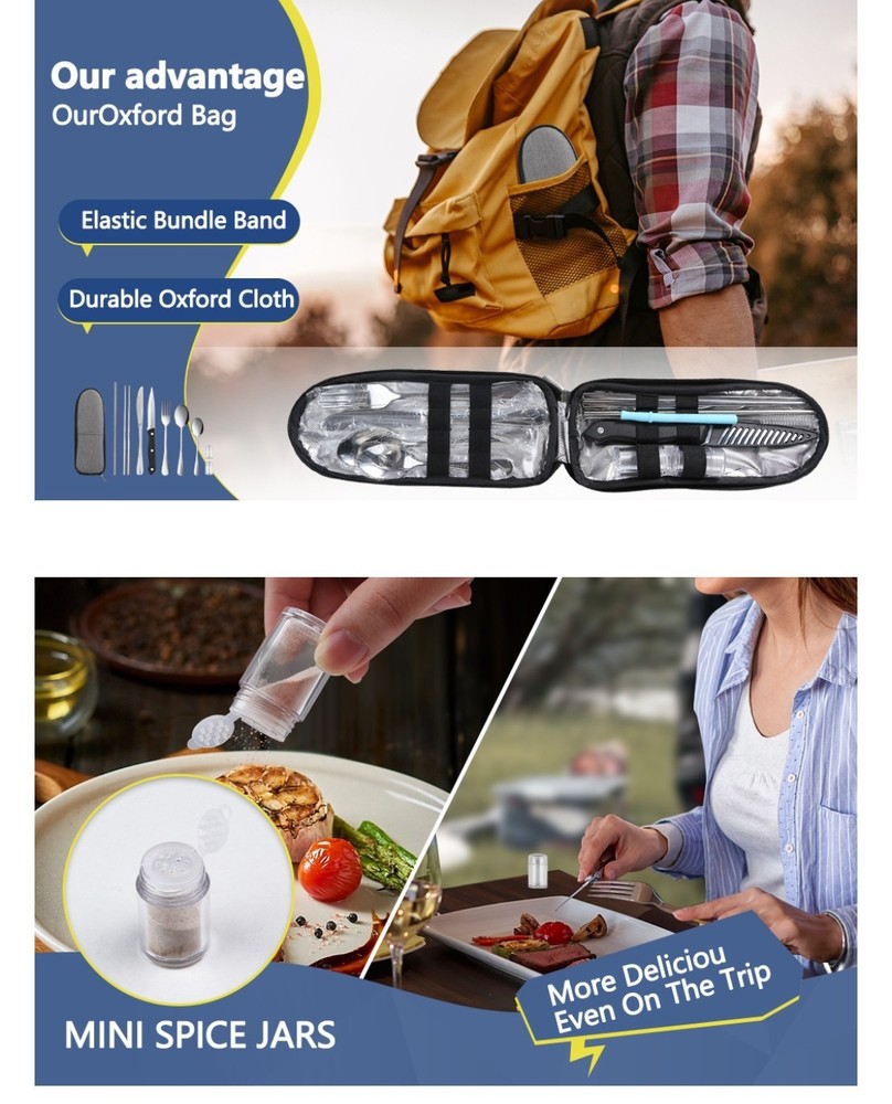 Travel Utensils with Case Reusable Stainless Steel Flatware Set Camping