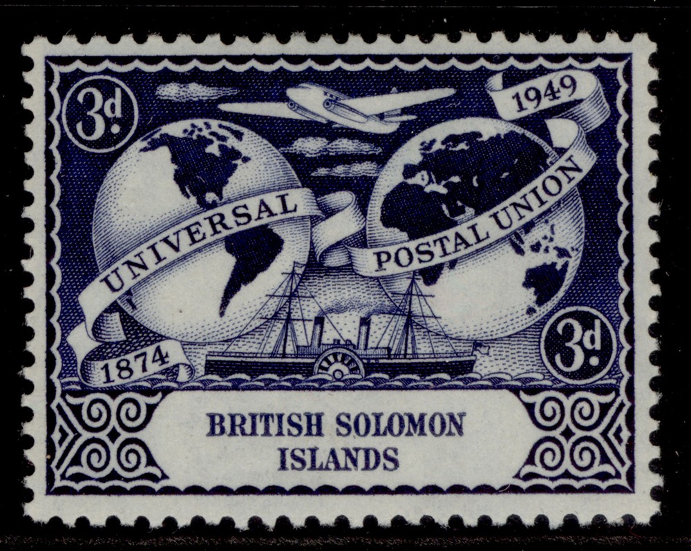 BRITISH SOLOMON ISLANDS GVI SG78, 3d deep blue UPU, M MINT.