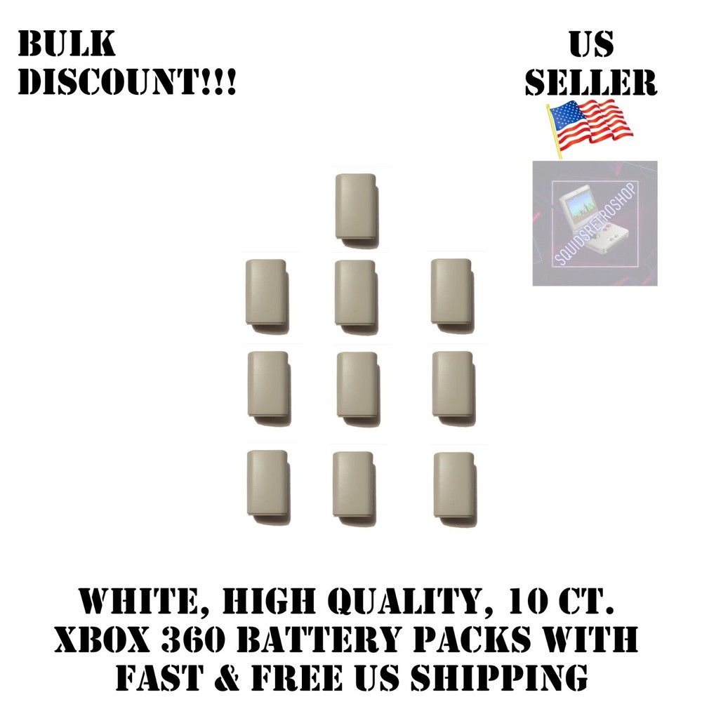 10x White Battery Replacement for Xbox 360 Controller Case, Shell, Pack Cover US