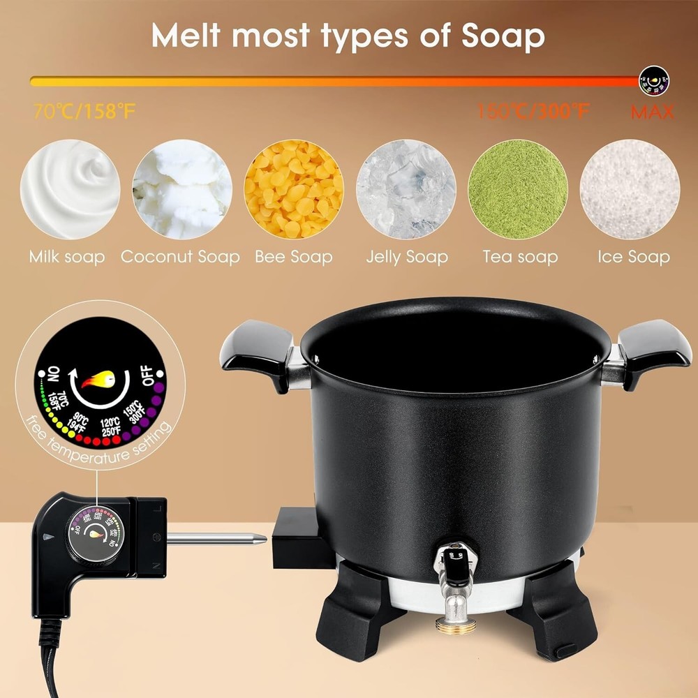 5L Soap and Candle Base Melter Kit, Quick Pour Spout - NIB