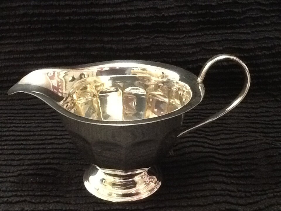 Pretty 12 Sided Silver Plate Cream Jug. Sheffield.