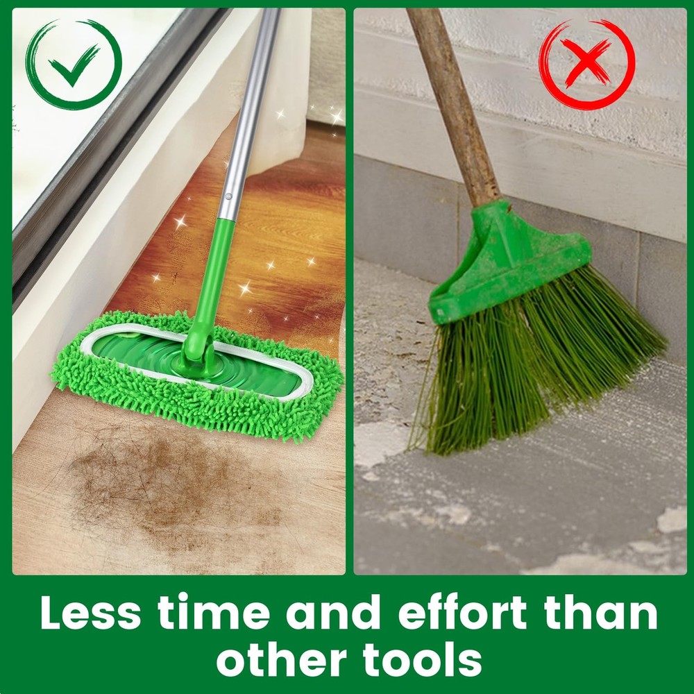 Microfiber Mop Refill Pads 6Pcs, Compatible with Most Mops, Wet Dry Use, Green
