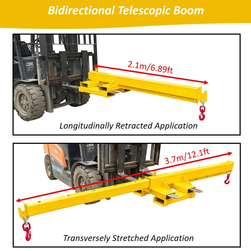 6600lb Bidirectional Adjustable Mobile Crane Boom Forklift Telescopic Boom