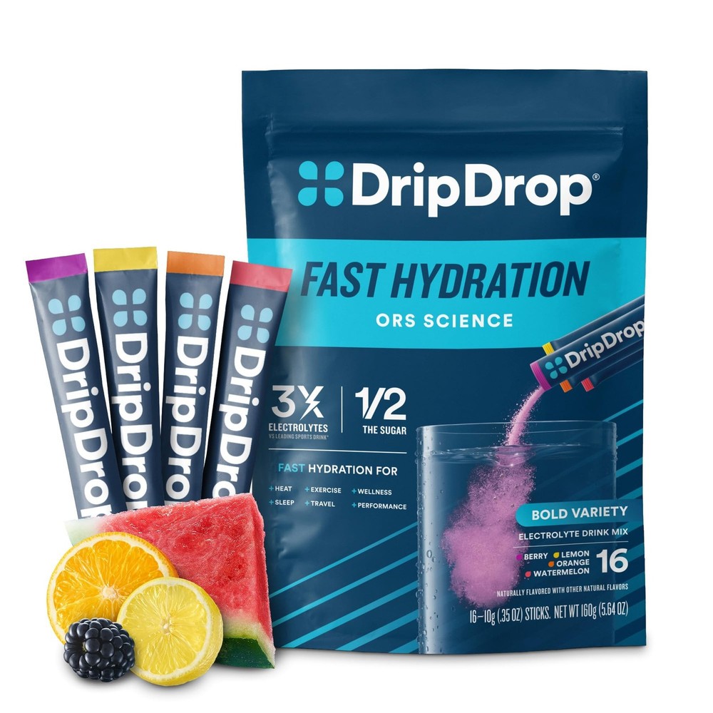DripDrop Hydration Packets - Bold Variety Pack - Single Serve Electrolytes Po...