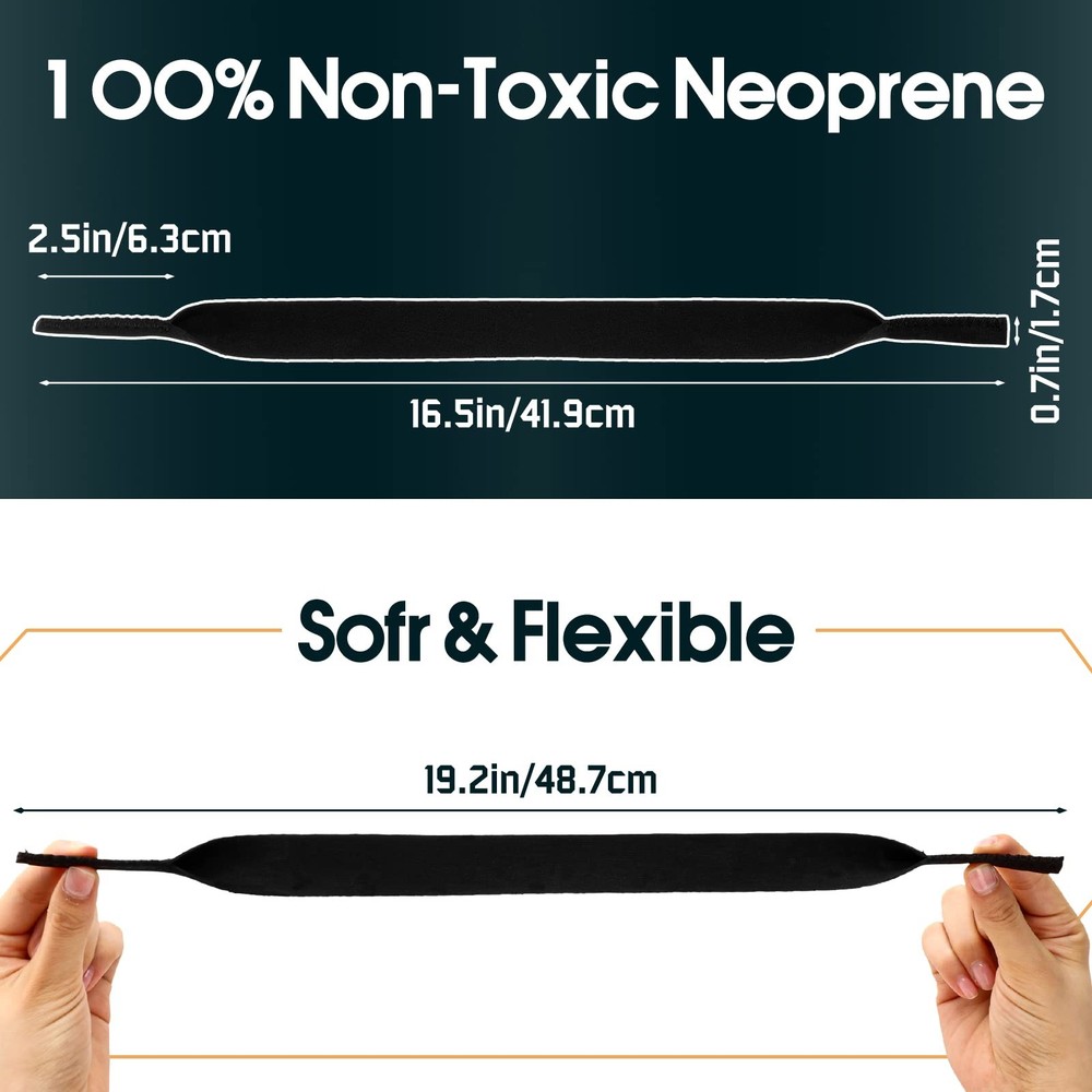 8 Pack Black Men Neoprene Sunglass Straps Floating Eyeglass Strap Retainer fo...
