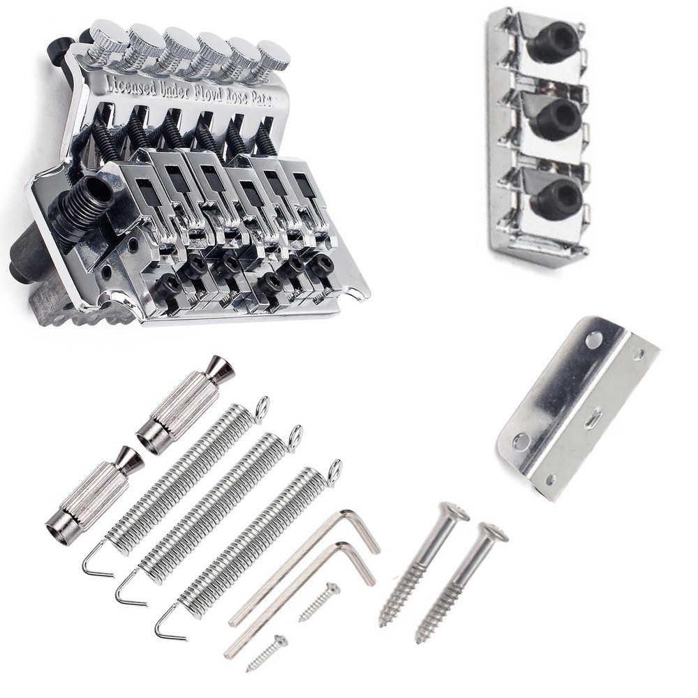 1Set Electric Guitar Tremolo System Double Locking Bridge Silver For Floyd Rose-