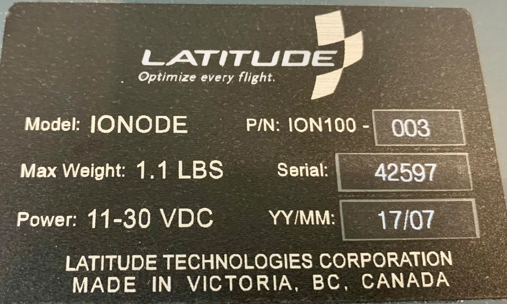 XM Flight Recorder IONODE ION100-003 Removed Working