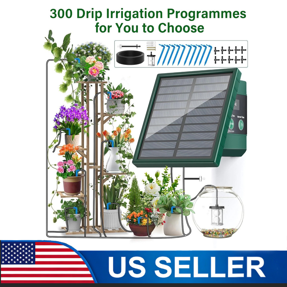 Solar Irrigation System 300 Watering Programmes with 10M Hose and 10 Drip Tip