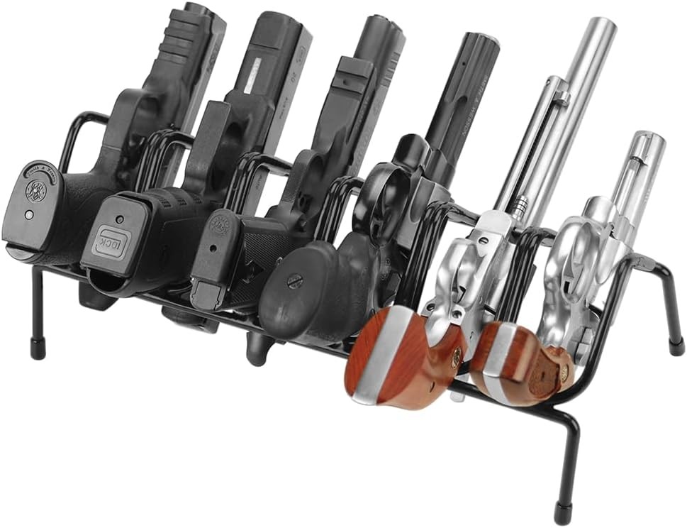 Lockdown Handgun Rack Barrel Up or Muzzle Holder 6 Rack- Up, Black