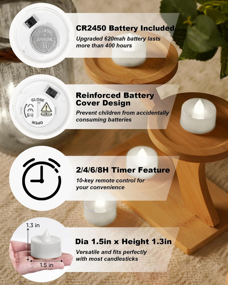 BEICHI Remote Candles, 12 Pack Timer 12-Pack, Pure White Light, Shell