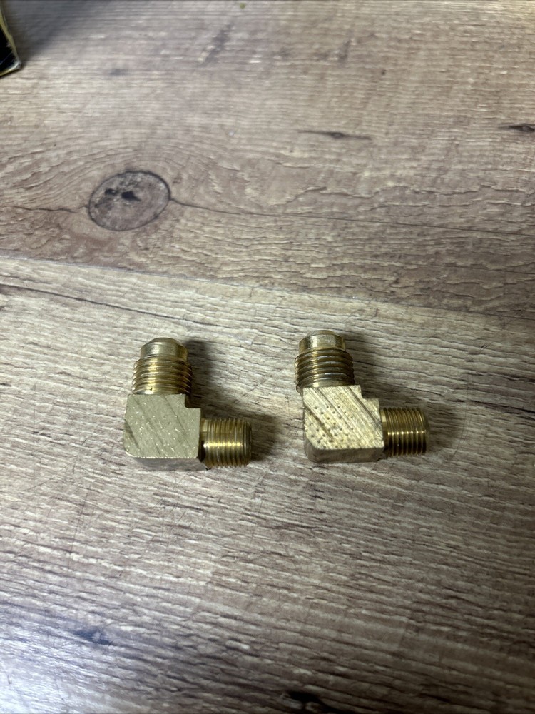 2 Pc - 5/16 X 1/8 Brass 45* Flare Elbow 90 Degree