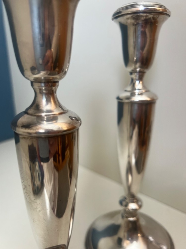 EMPIRE WEIGHTED STERLING NEO CLASSICAL 9.5" TALL CANDLESTICKS