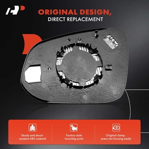 Right Passenger Side Heated Mirror Glass with Backing Plate - Compatible with