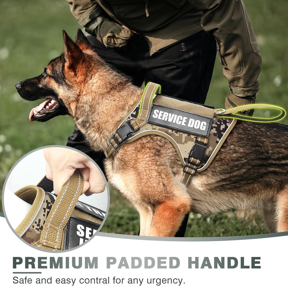 Tactical Dog Harness No Pull Dog Harness Medium Large Dogs W/ Handle & Molle