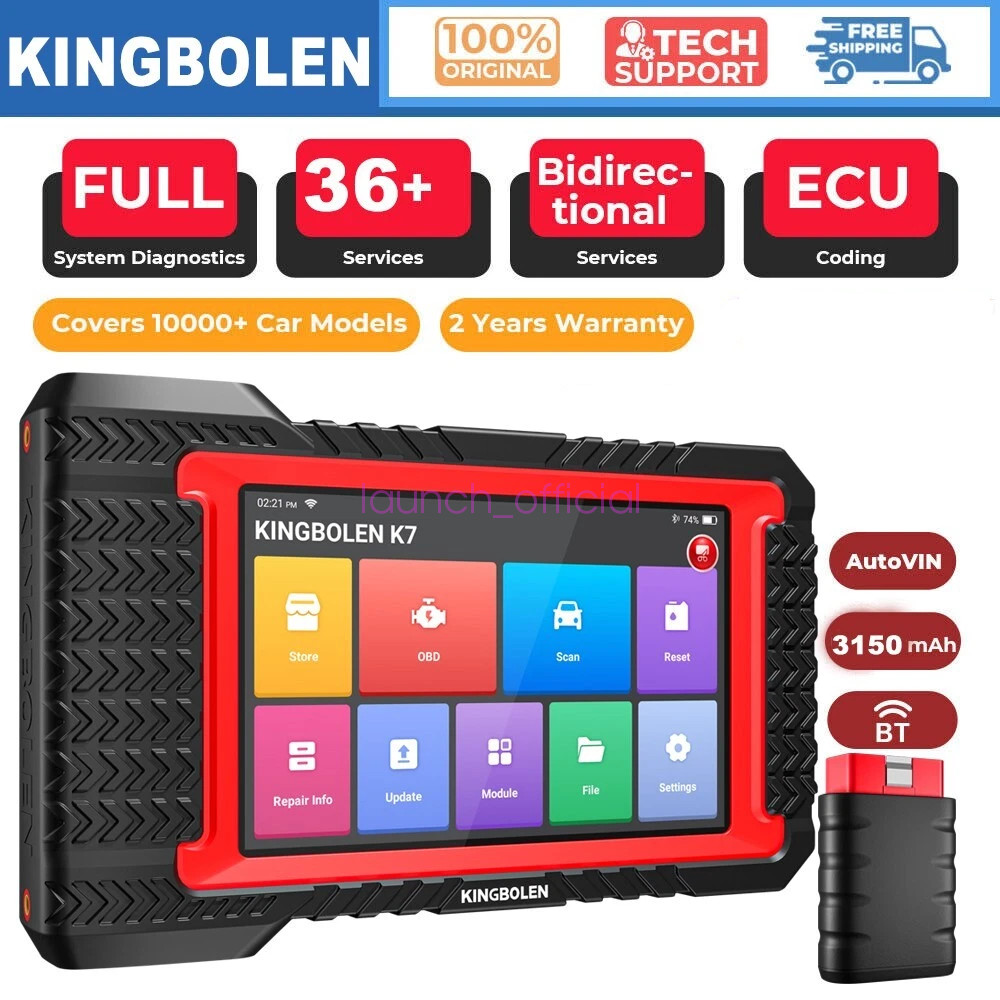KINGBOLEN K7 Car OBD2 Scanner All System Diagnostic Tool ECU Coding IMMO Reader