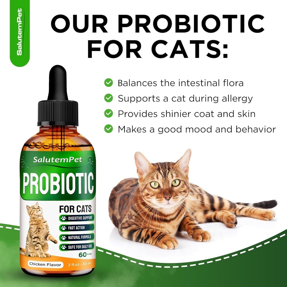 Advanced Cat Probiotic Drops – Digestive Support for Cats with Diarrhea,...