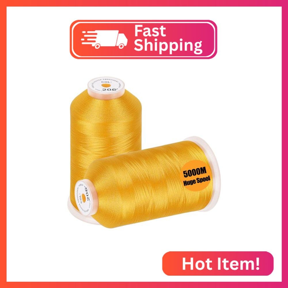 New brothread - 2 Huge Spools 5000M Each Polyester Embroidery Machine Thread 40W
